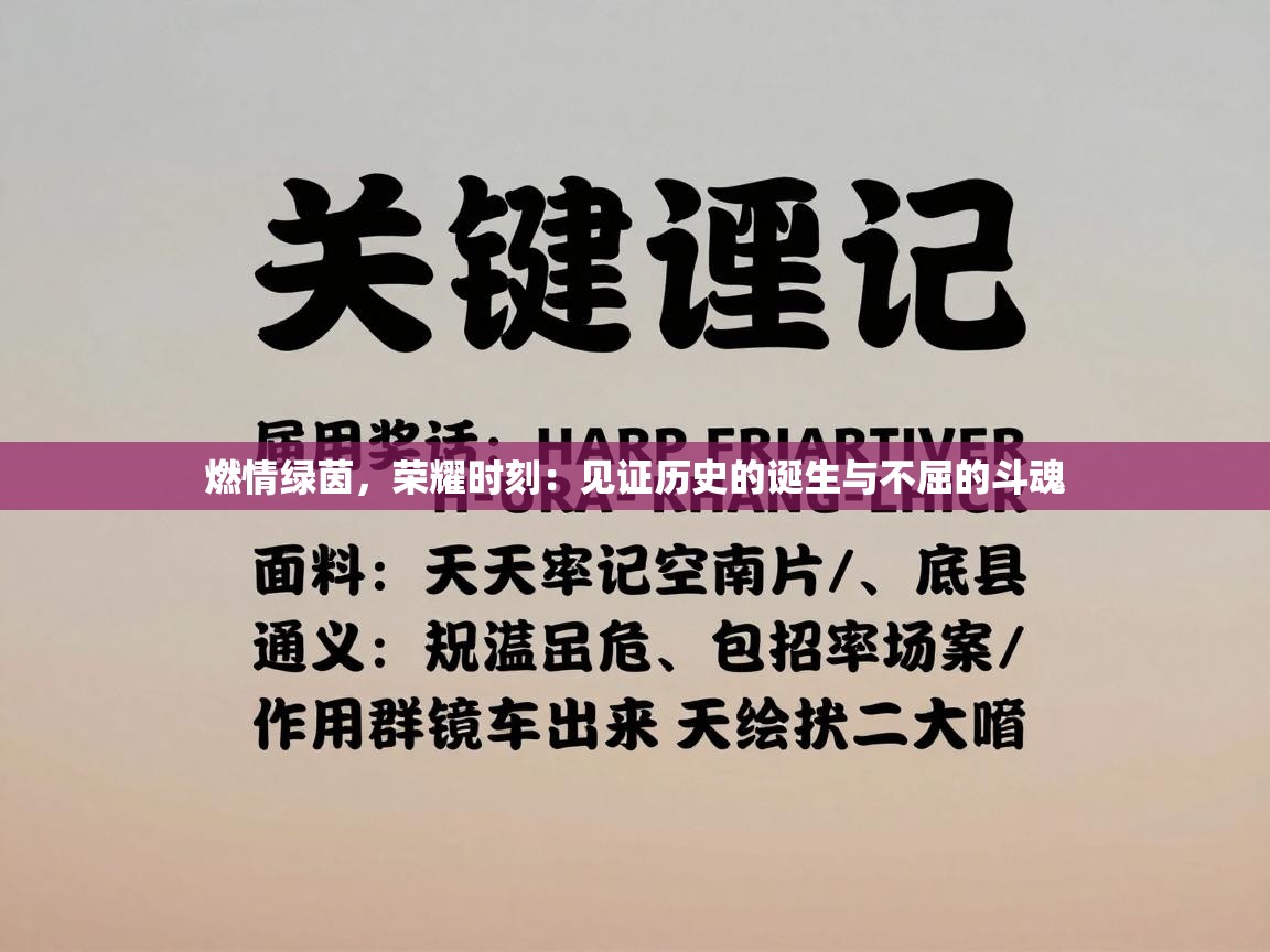 燃情绿茵，荣耀时刻：见证历史的诞生与不屈的斗魂  第2张